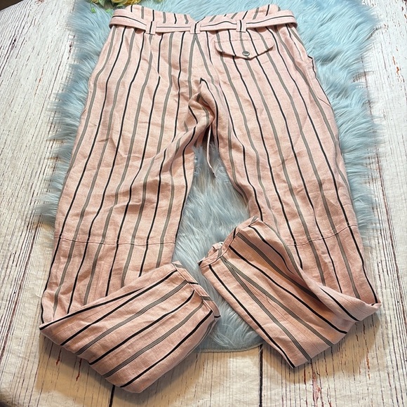 Rag & Bone Claudia Linen Striped Pink Belted Pants sz 0 - Picture 10 of 10